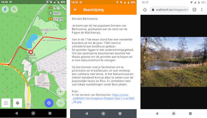 Screenshots van info in de e-Stapper Screenshots van info in de e-Stapper